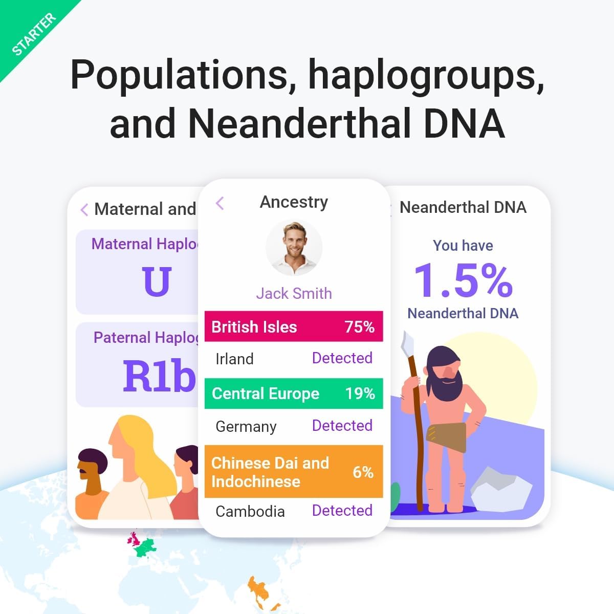 tellmeGen DNA Test Starter Kit with Ancestry, Traits, Fitness and Diet Reports W41431