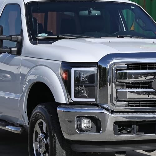 2011-2016 Ford Super Duty Dual Projector Headlights LED Sequential Turn Signals Pair Black B630412