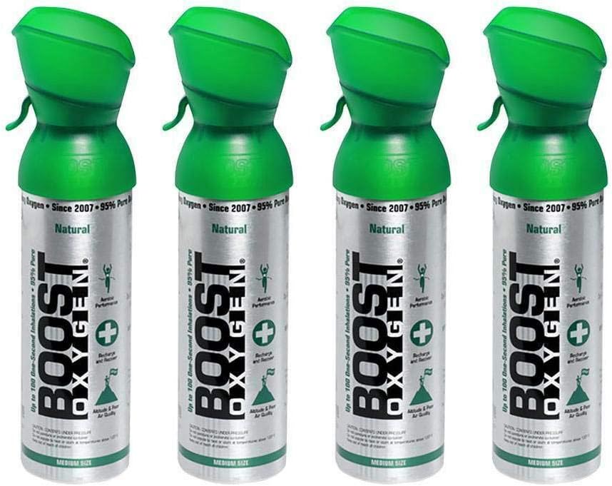 Boost Oxygen Natural Portable 5 Liter Pure Canned Oxygen Canister (4 Pack)F