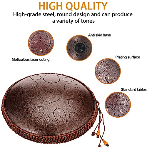 Steel Tongue Drum 15 Notes 13 Inch C-Key Handpan Black L907