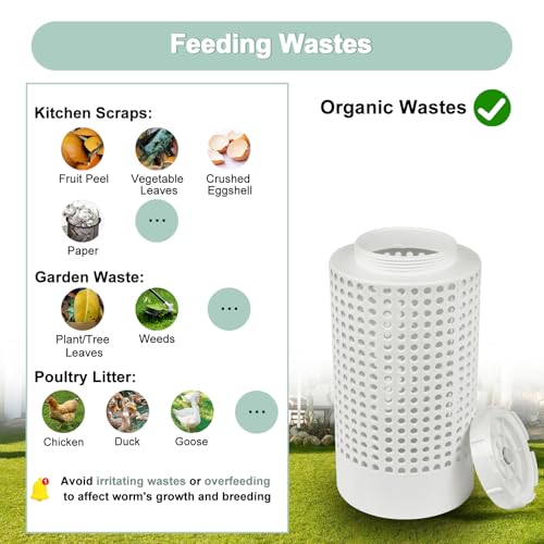 In-Ground Worm Composter Bin for Raised Garden Beds, 2 Gallons, BPA Free, White U27331