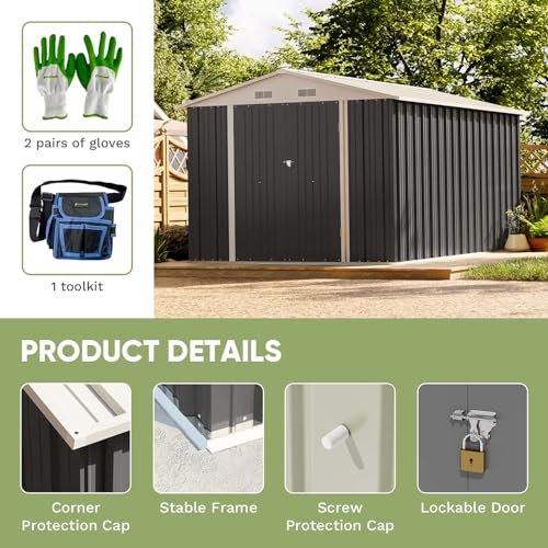 Patiowell 3 x 3 FT Outdoor Storage Shed with Sloping Roof, Grey F27529