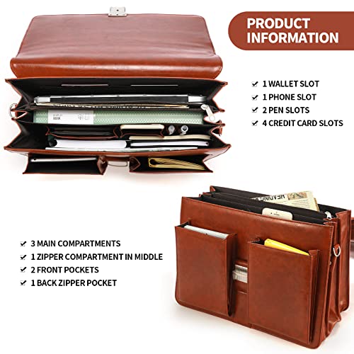 Jack&Chris Men's PU Leather Attache Briefcase Messenger Bag M859791