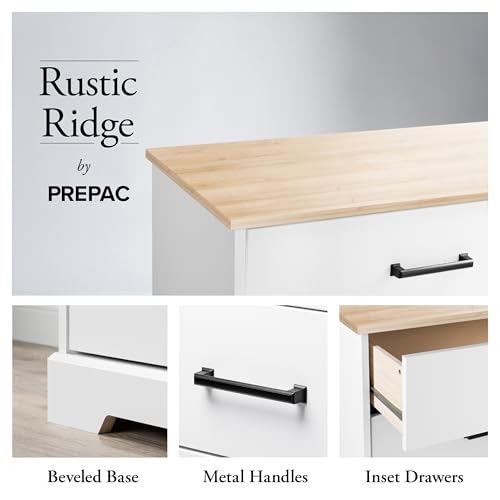 Prepac Rustic Ridge Farmhouse 6-Drawer Double Dresser, Brown X6434