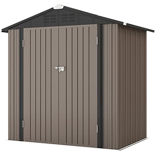 Patiowell 5x3 FT Outdoor Storage Shed with Sloping Roof and Lockable Door, Brown L4971