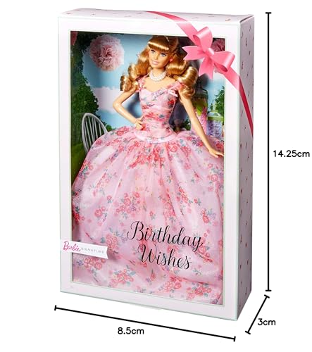 Barbie Collector Birthday Wishes Doll with Blonde Hair, 11.5-inch, Floral Gown G60572