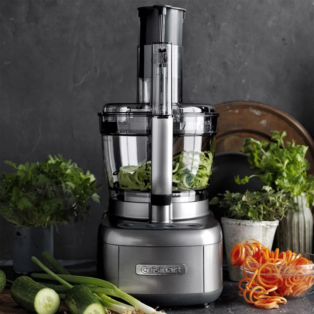 Cuisinart FP-1300SVWS Elemental 13-Cup Food Processor with Spiralizer, Dicer, Cutlery Set, Timer and Oven Mitts N126106