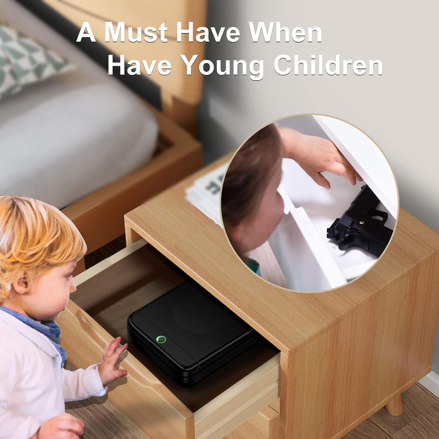 Biometric Fingerprint Gun Safe for Pistols, Portable Handgun Safe X574