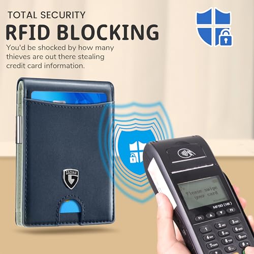 GSOIAX Slim Wallet for Men with Money Clip, RFID Blocking Bifold Carbon Fiber M613