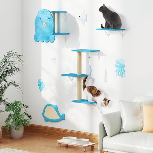 COZIWOW Wall Mounted Cat Shelves and Perches, Set of 5 (Grey) Y44261