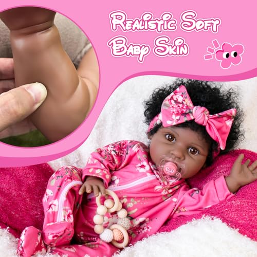 Aori Lifelike Black Reborn Baby Doll 22" with Cloth Body & Gift Box G699