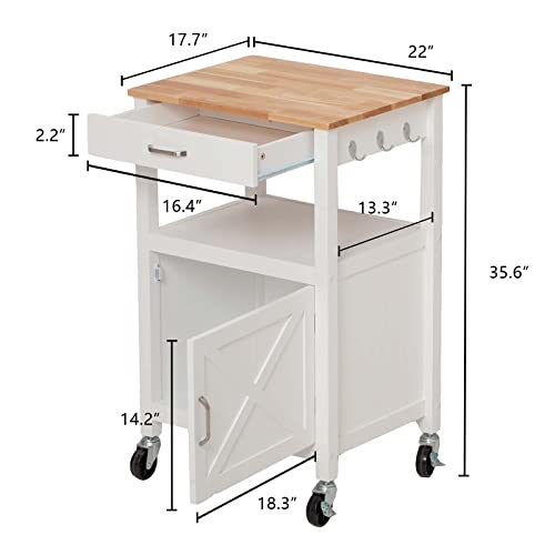 Rolling Kitchen Island Cart with Storage, Farmhouse Style, White V81481