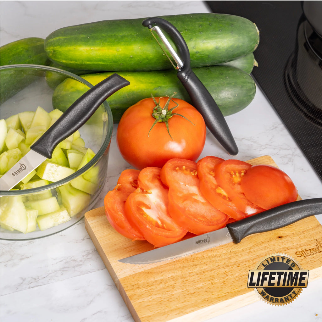 Slitzer Germany Cutting Board and Knife Set, Stainless Steel, Wooden Chopping Board P410908