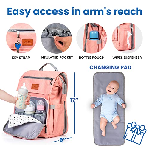 PILLANI Baby Diaper Bag Backpack with Changing Pad, Gray A828