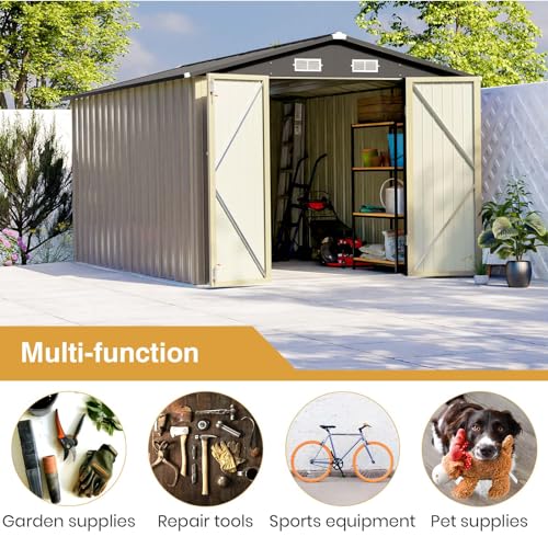 Patiowell 5x3 FT Outdoor Storage Shed with Sloping Roof and Lockable Door, Brown L4971