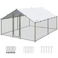 Quictent Large Metal Chicken Coop Run with Roosting Perch for 20+ Poultry, Outdoor Walk-in Hen House, 12x9x6.6FT N28773