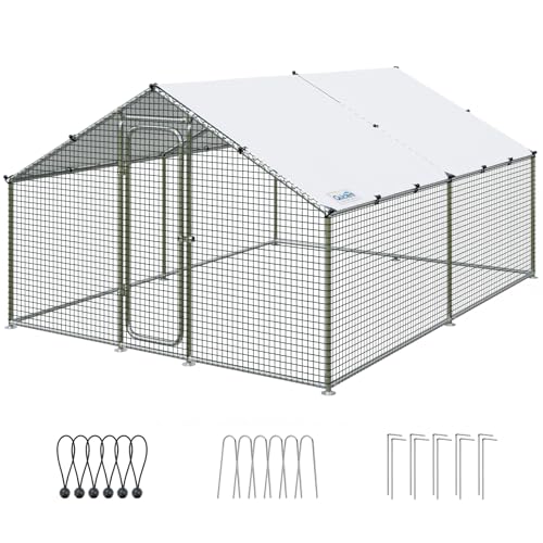 Quictent Large Metal Chicken Coop Run with Roosting Perch for 20+ Poultry, Outdoor Walk-in Hen House, 12x9x6.6FT N28773