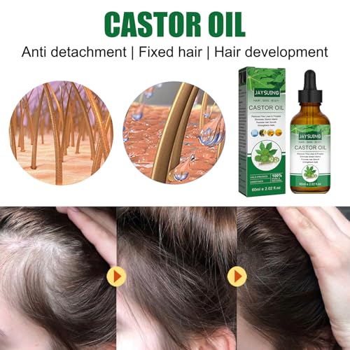 Organic Castor Oil for Hair Growth, Cold Pressed Glass Bottle Q75137