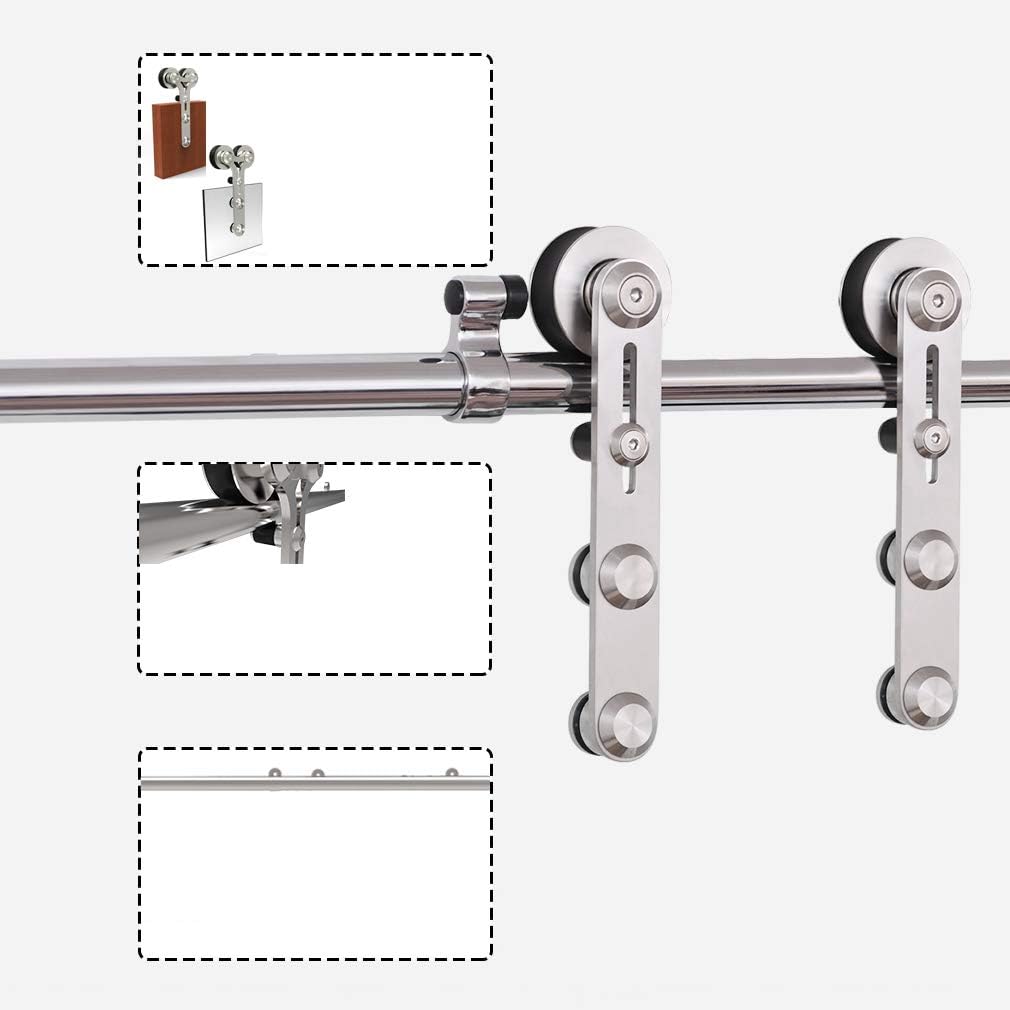 14FT Stainless Steel Sliding Double Barn Door Hardware Kit I7170