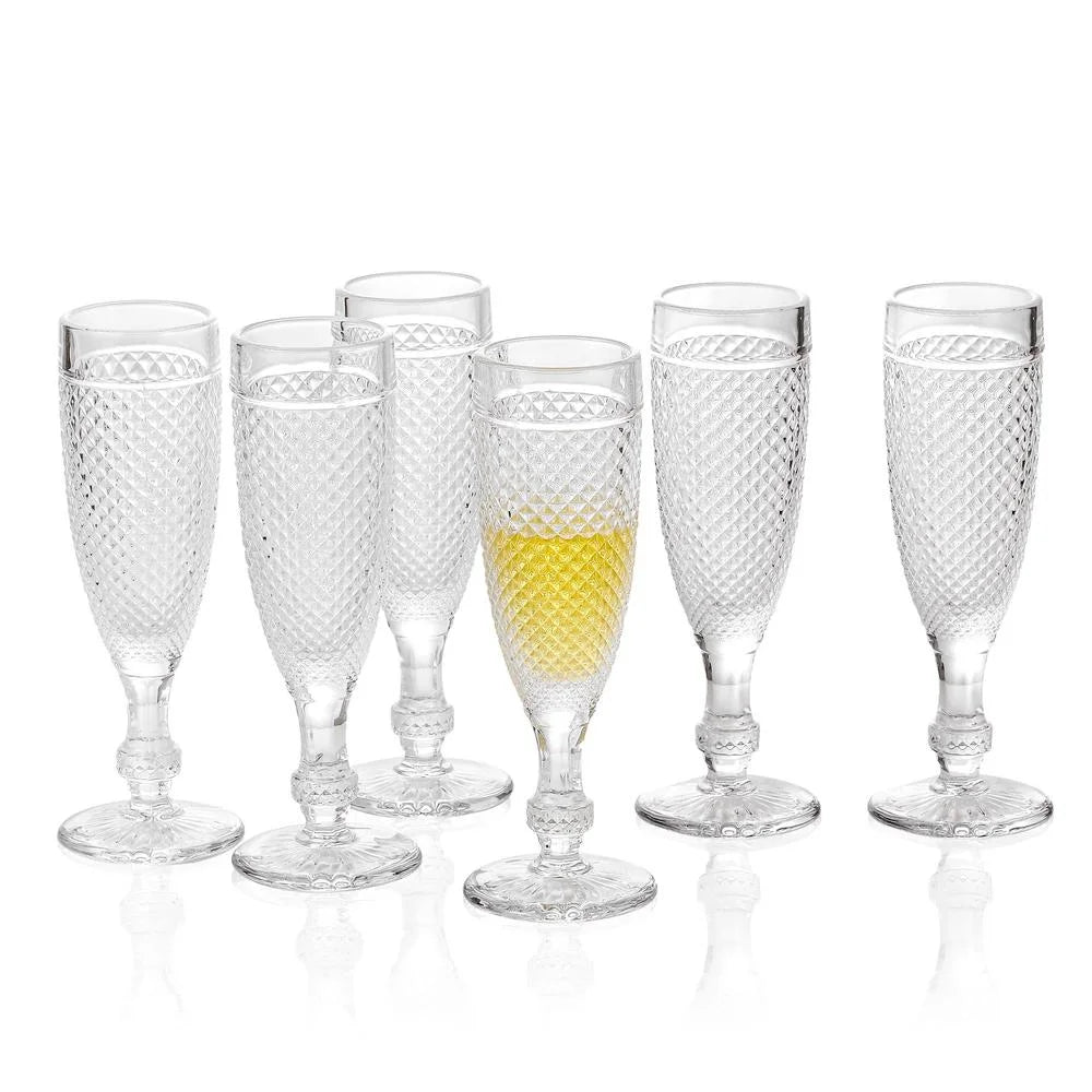 Chroma Clear Champagne Flutes Glass (5.1 oz. set of 6)