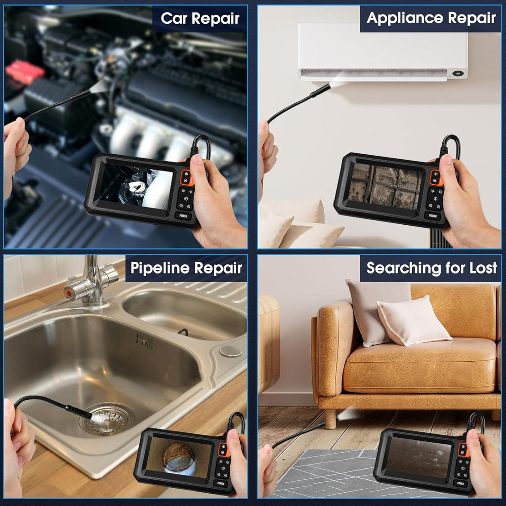 Industrial Endoscope Borescope Camera 4.3'' LCD HD Waterproof Sewer Inspection K4016