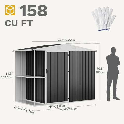 DWVO 6x4ft Metal Storage Shed for Outdoors, Dark Gray T6985