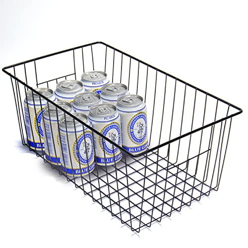 16" Upright Freezer Organizer Baskets, Wire Storage Bins, White, Set of 6 V556519