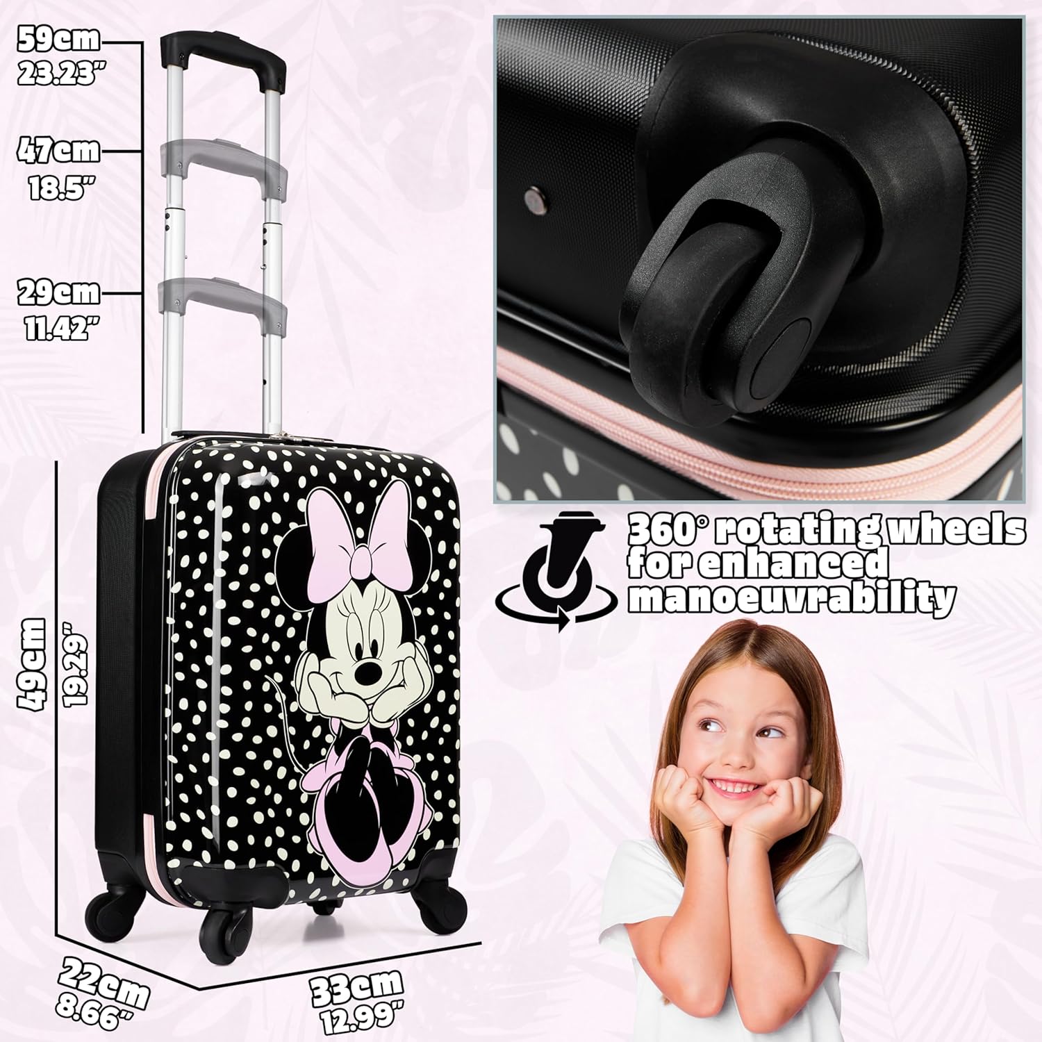 Disney Kids Suitcase with Wheels - 19" Hard Shell Luggage K812649
