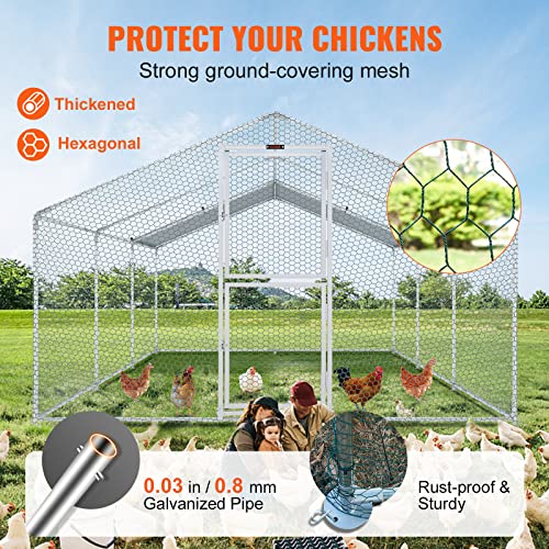 VEVOR Large Metal Chicken Coop with Run, Walk-in Outdoor Poultry Pen W388