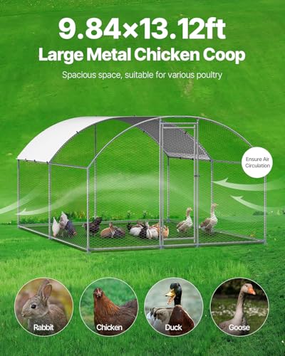VEVOR Large Metal Chicken Coop with Run, Walk-in Outdoor Poultry Pen W388