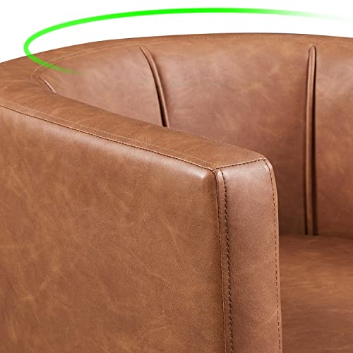 Yaheetech Velvet Accent Chair, Modern Upholstered Barrel Chair, Olive Green J55628