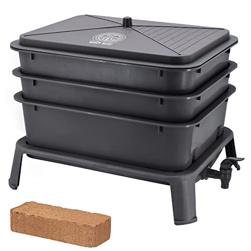 WN54 4-Tray Worm Composting Bin Kit with Coco Coir Brick O255