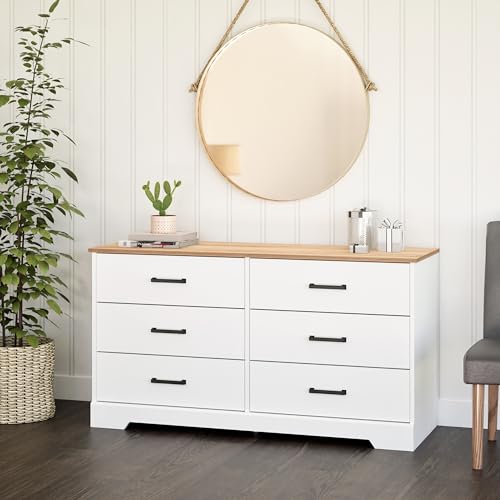 Prepac Rustic Ridge Farmhouse 6-Drawer Double Dresser, Brown X6434