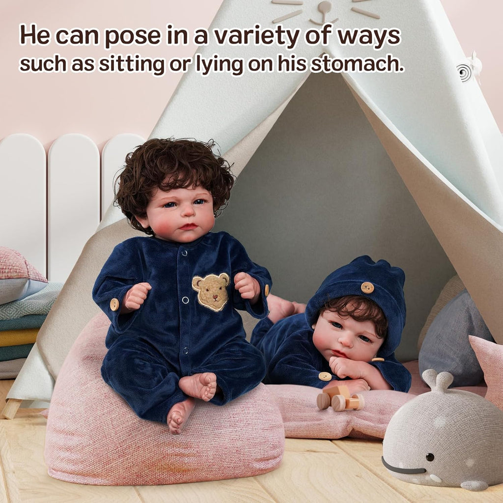JIZHI Lifelike Reborn Baby Dolls 17 Inch Realistic Boy Soft Body Gift Set L153405