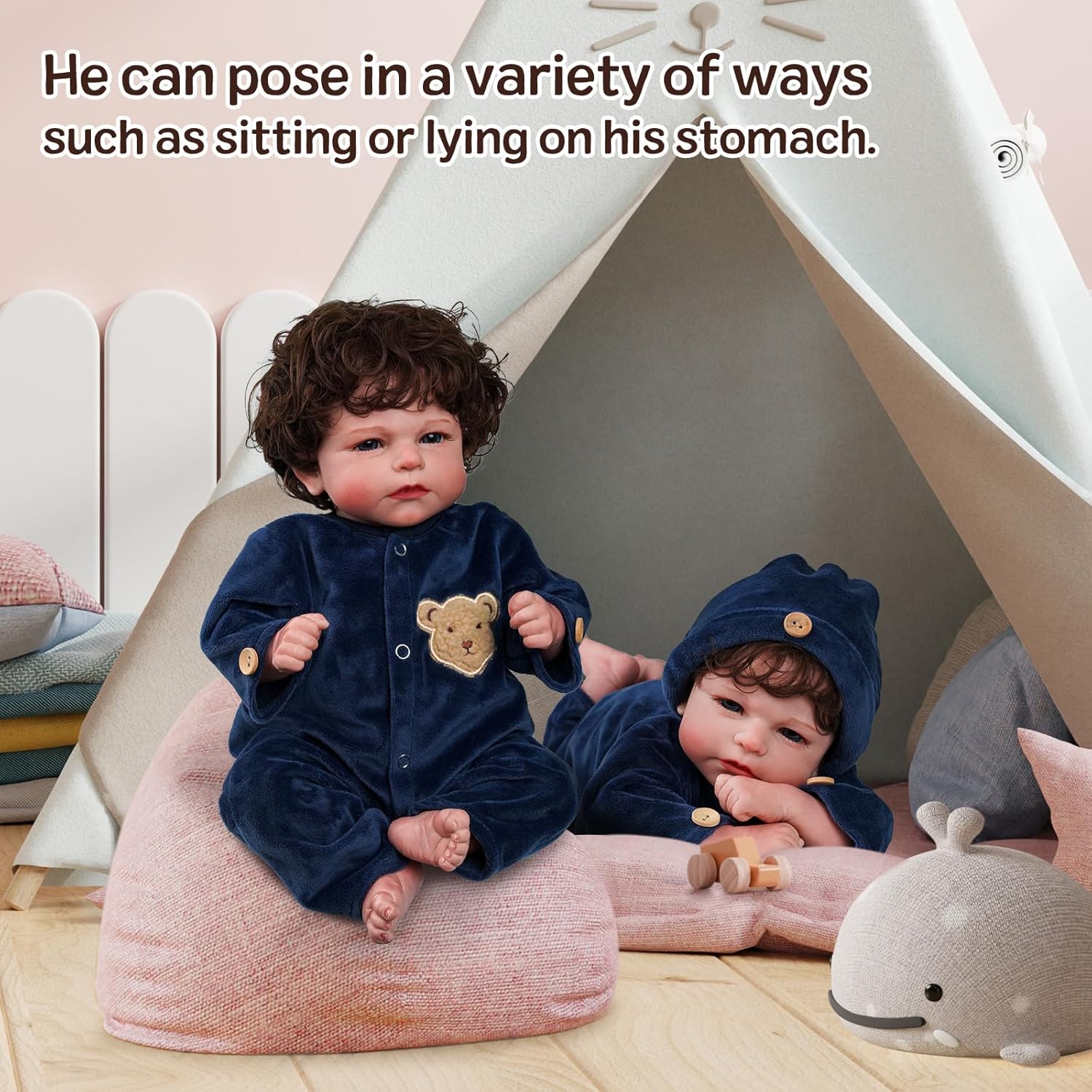 JIZHI Lifelike Reborn Baby Dolls 17 Inch Realistic Boy Soft Body Gift Set L153405