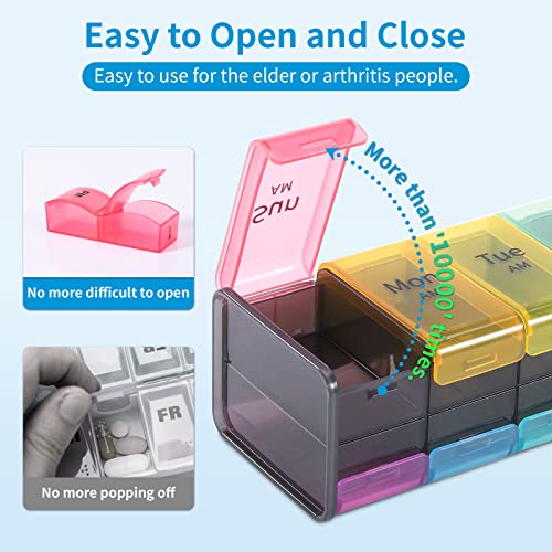 Extra Large Weekly Pill Organizer 2 Times a Day, AM PM 7 Day Jumbo Pill Box O44444