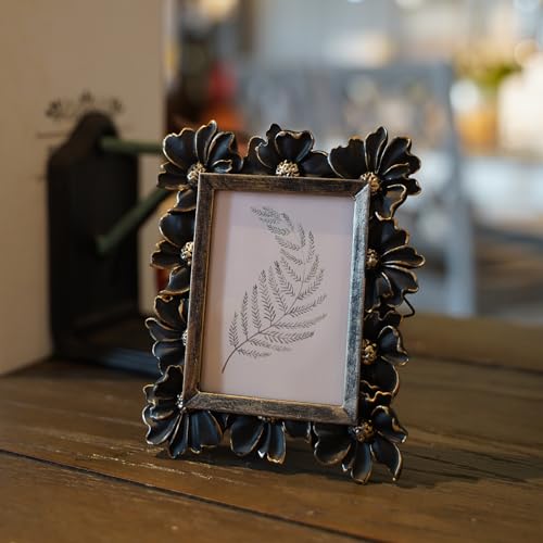Vintage Picture Frame 8x10 Antique Black Ornate for Tabletop and Wall U180