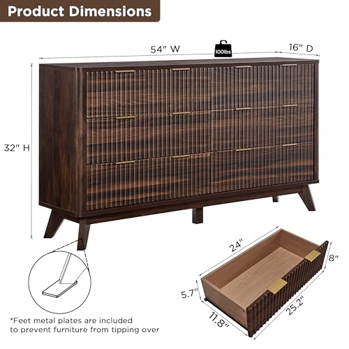T4TREAM 5 Drawer Dresser with Faux Marble Top, Dark Grey T583
