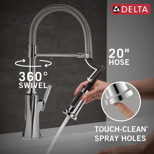 Delta Faucet Ermelo Pro Commercial Kitchen Faucet with Pull Down Sprayer, Brushed Nickel B410894
