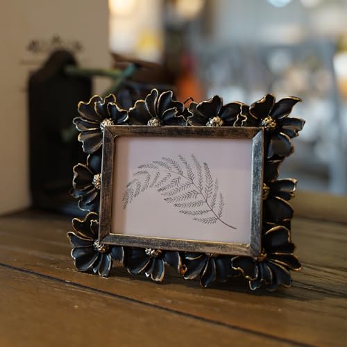 Vintage Picture Frame 8x10 Antique Black Ornate for Tabletop and Wall U180