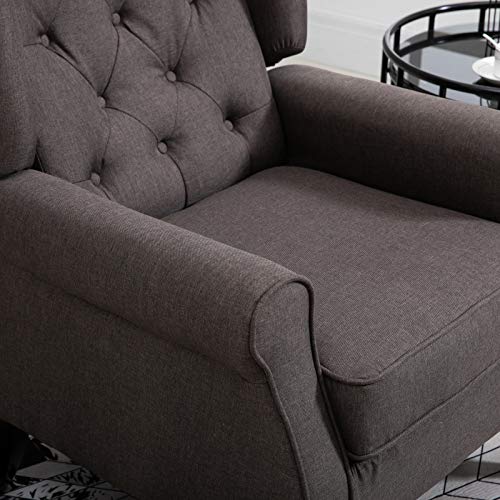 HOMCOM Mid-Century Modern High Wingback Accent Chair with Wood Legs, Dark Brown V59069