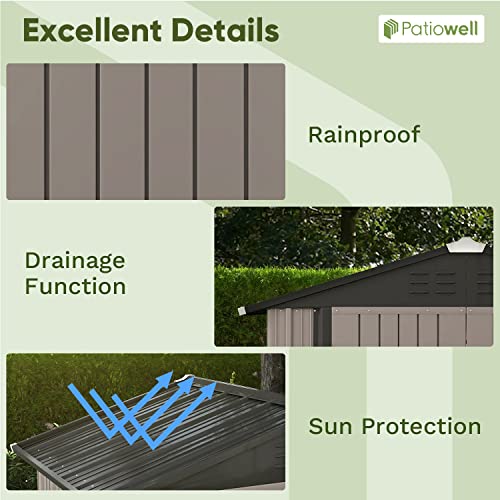 Patiowell 5x3 FT Outdoor Storage Shed with Sloping Roof and Lockable Door, Brown L4971