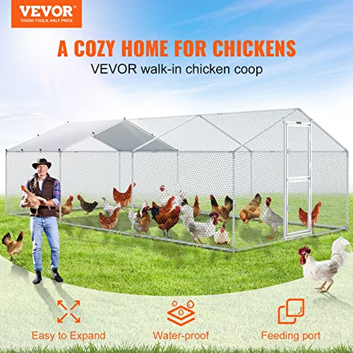VEVOR Large Metal Chicken Coop with Run, Walk-in Outdoor Poultry Pen W388