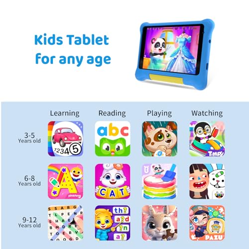 Kids Tablet 7 inch Android 12 2GB 32GB with Parent Controls and Shockproof Case - Pink F53787
