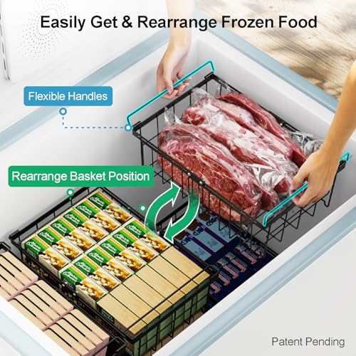 iSPECLE Freezer Organizer Bins 2 Pack, Expandable Stackable for Chest Freezer, Black R10570