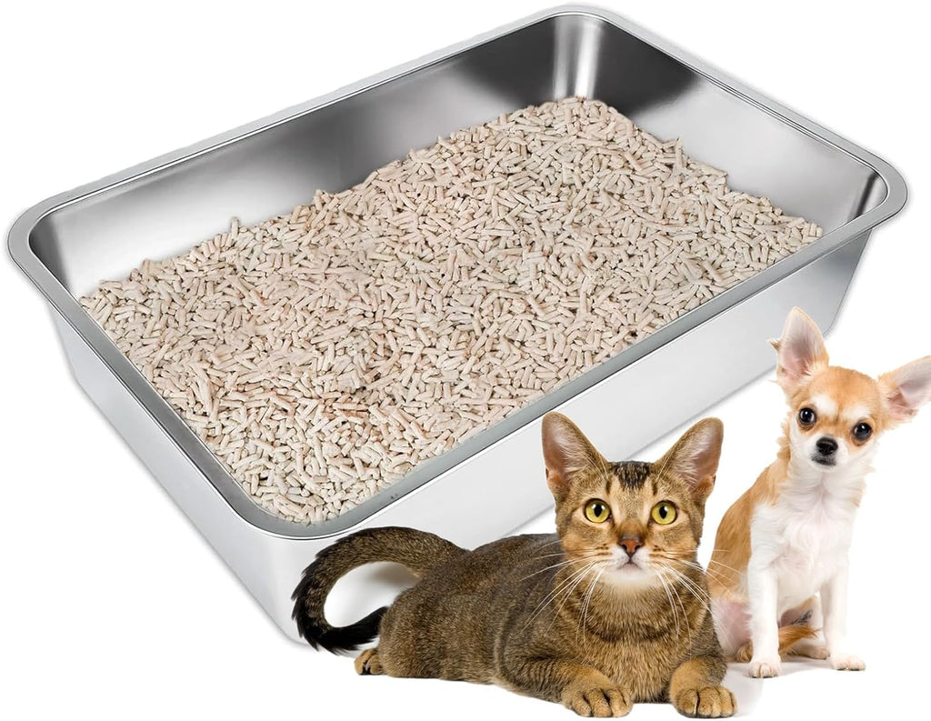 Extra Large Stainless Steel Litter Box for Cat or Rabbit, Large Size Metal Cat Pan with Smooth Surface, Easy to Clean (23.5‘’ x 15.6'' x 6''(60 x 40 x 15 cm))