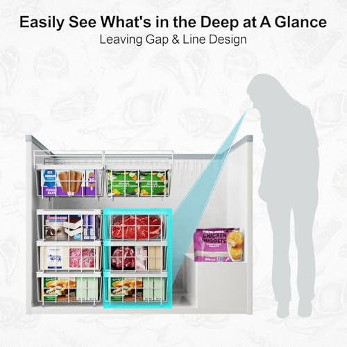 iSPECLE Freezer Organizer Bins 2 Pack, Expandable Stackable for Chest Freezer, Black R10570