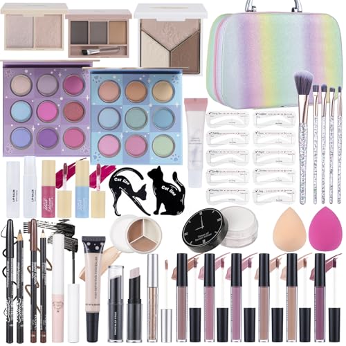 Makeup Gift Set for Women with Eyeshadow, Brushes & Lip Gloss X93393