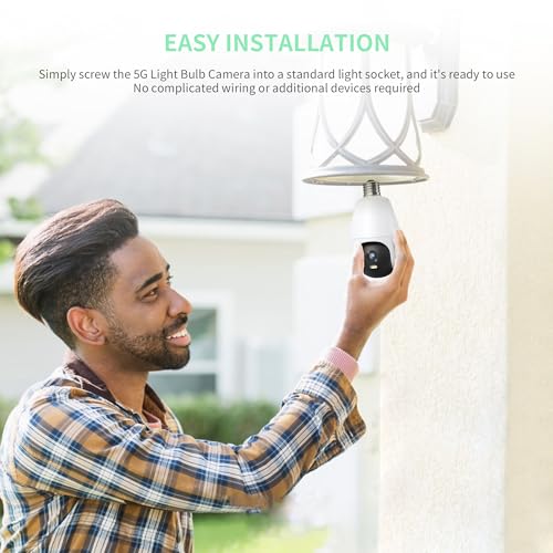 Eseecloud 5G Light Bulb Security Camera 2K with Auto Tracking, Weatherproof I331853