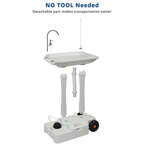 VINGLI Portable Sink Rolling Hand Wash Basin Stand with Towel Holder & Soap Dispenser R2129